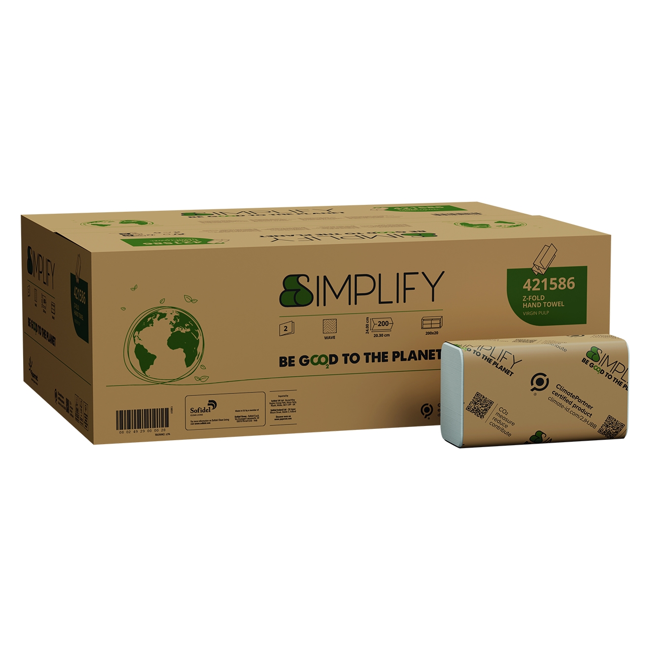 2-kihiline valge Z-Fold kätepaber käte ja pindade kuivatamiseks, süsinikneutraalne Simplify by Papernet