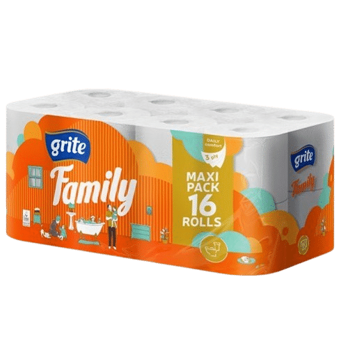 Grite Family 3-kihiline tualettpaber, 16 rulli pakis