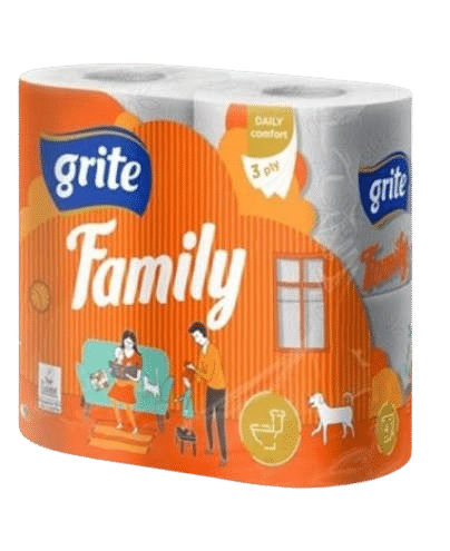 Grite Family 3-kihiline tualettpaber, 4 rulli pakis