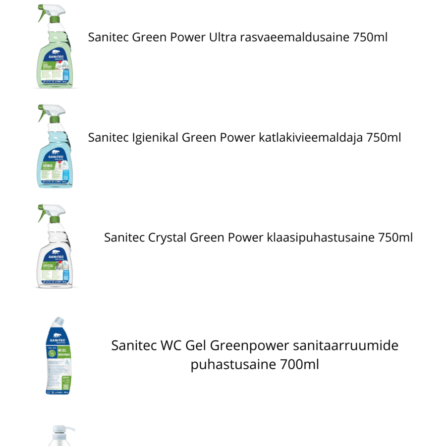 Keskkonnasõbralik Kodukorra Pakett – Ecolabel puhastusvahendite komplekt kodukasutuseks