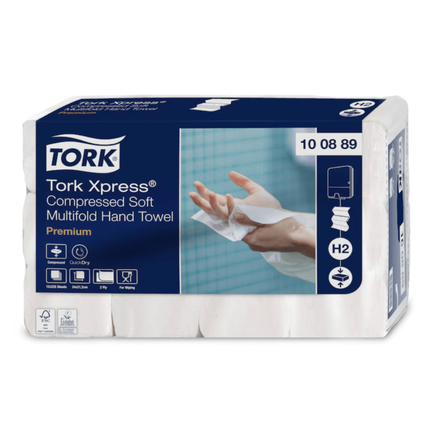 Tork Interfold Compressed Z-fold 2x lehtkätepaber, 225 lehte pakis, 12 pakki kastis