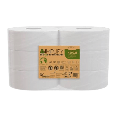 Papernet® Simplify Maxi Jumbo tualettpaber 300m, ökomärgisega, 100% tselluloosist, pehme ja keskkonnasõbralik
